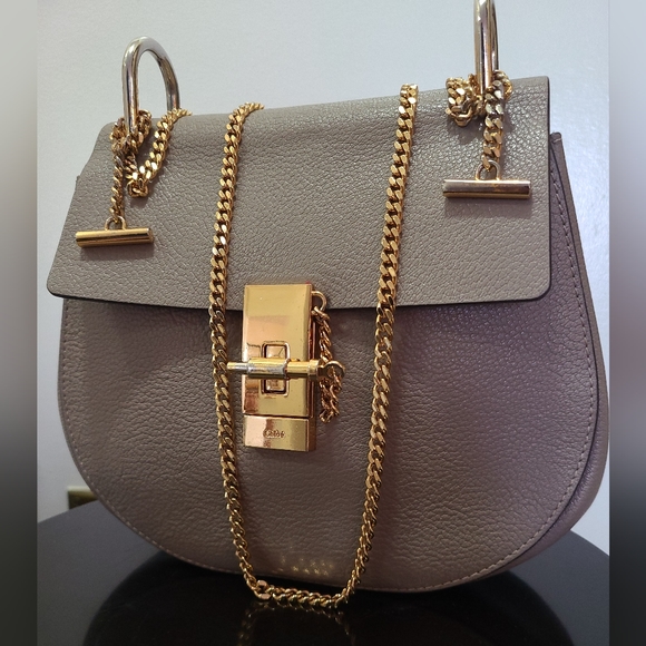 Chloe Handbags - Chloé - Drew Small Leather Shoulder Bag - Grey